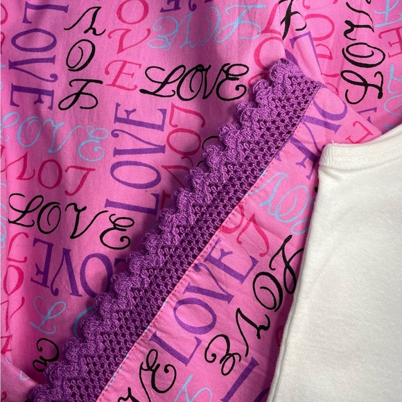 Women’s PINK & WHITE LOVE PJ’s | size 8-10 - Picture 4 of 9